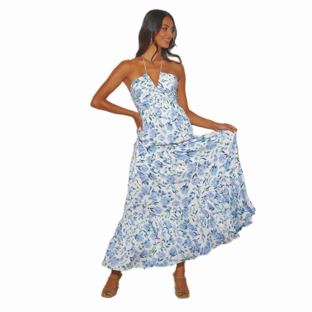 Hello Molly Blue and White Floral Maxi Dress